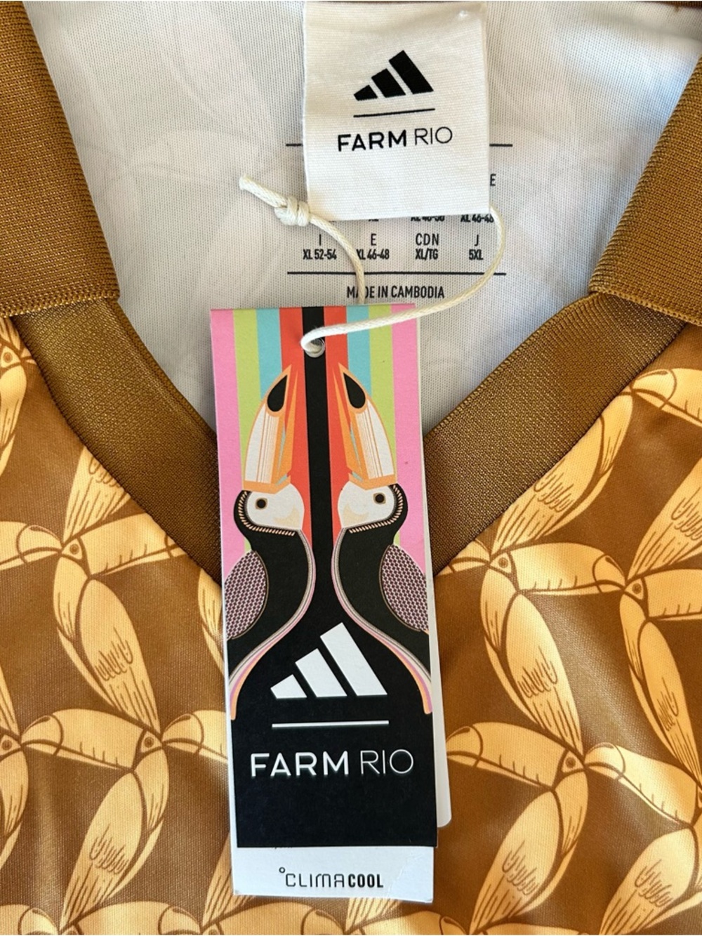 Adidas x Farm Rio's Tropical Club Soccer Jersey Brown Multi Color JD6303 Sz XL - Picture 7 of 12